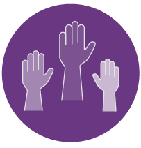 illustrated hands raised
